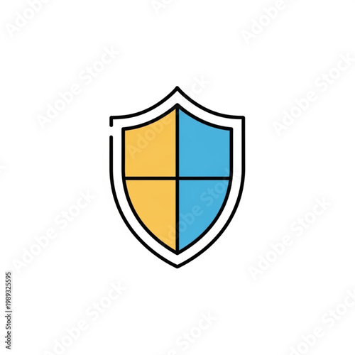 Free Download Shield Icon with Yellow and Blue Sections. - GFXLoad