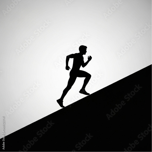 Silhouette of a Man Running Upstairs.