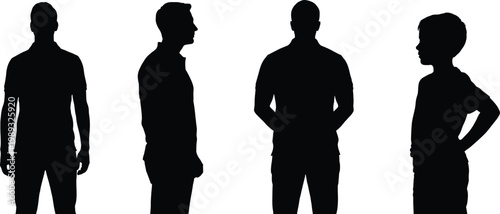 Male human standing figure silhouette collection
