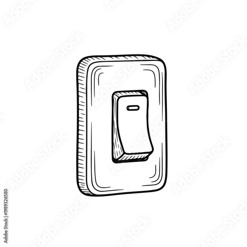 Hand-drawn illustration of a wall switch plate in a black ink sketch style.