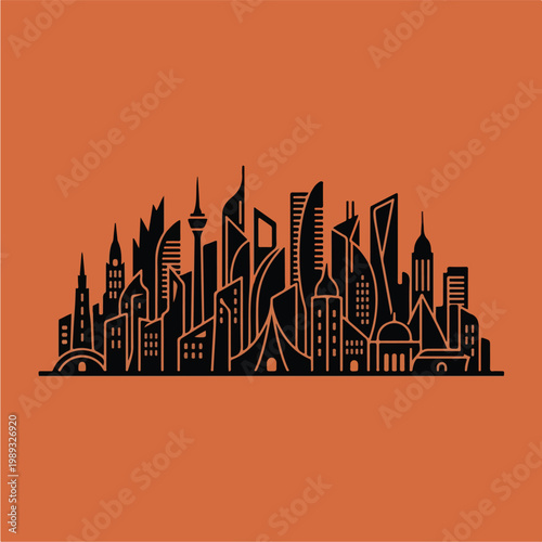 City Skyline Urban Landscape Illustration 1.