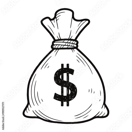 Illustration of a Money Bag Symbolizing Financial Wealth and Trade.