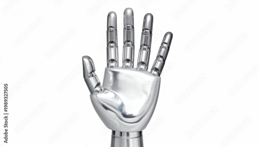 Fototapeta premium Robot Hand Gesture Isolated on White.