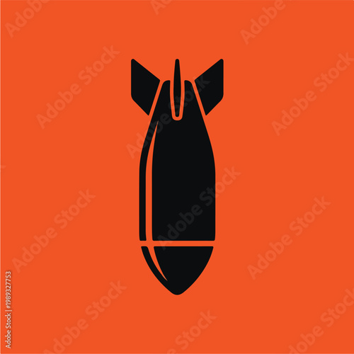 Black Bomb Icon on Orange.