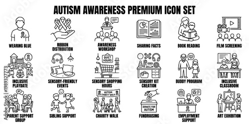 Autism Awareness Premium Icon Set