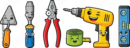 Cartoon tools collection a whimsical set of hand and power tools