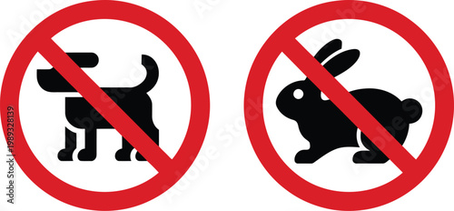 Prohibition signs for dogs and rabbits in restricted areas Vector