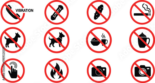 Prohibited items and activities during a specific event or in a certain area Vector