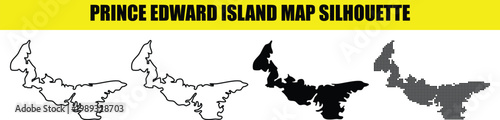 Fotografi Prince edward island map silhouette vector illustration isolated on transparency grid background geographic region