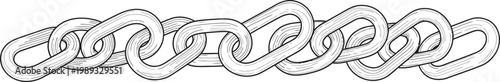 Intricate chain link sketch a detailed black and white illustration of interlocking metal rings
