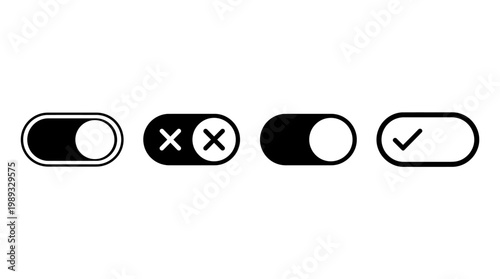 Toggle switch states on off error and success icons
