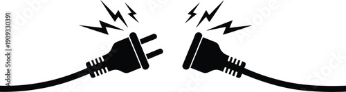 Disconnected power plugs vector illustration isolated on background electric wire cables.