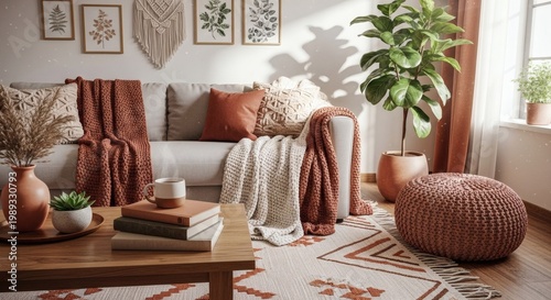 Cozy living room with warm earthy tones