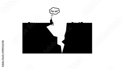 Dreamer symbol, black isolated silhouette