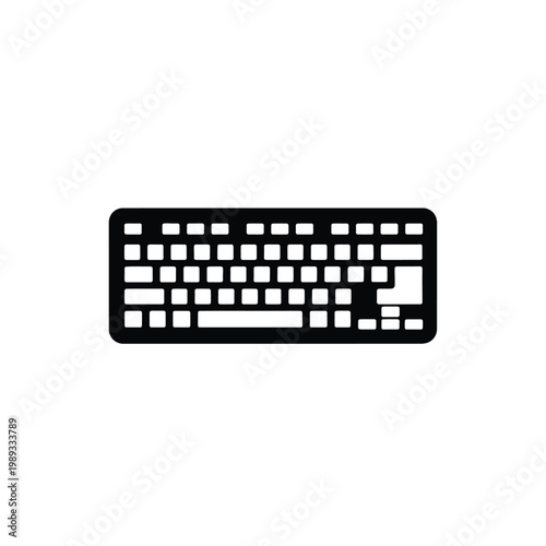 Computer keyboard silhouette icon for typing and data entry isolated on white