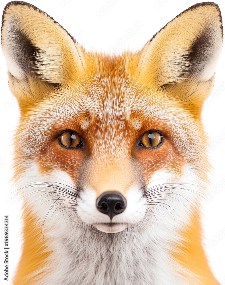Obraz premium Fox red fox fox face portrait close up wildlife headshot with orange fur isolated transparent