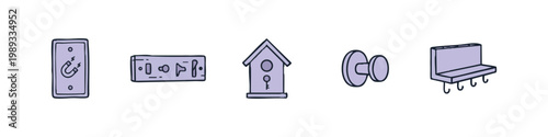 Assorted household hardware and home accessory icons