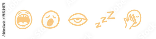 Facial expression icons representing tiredness and sleepiness