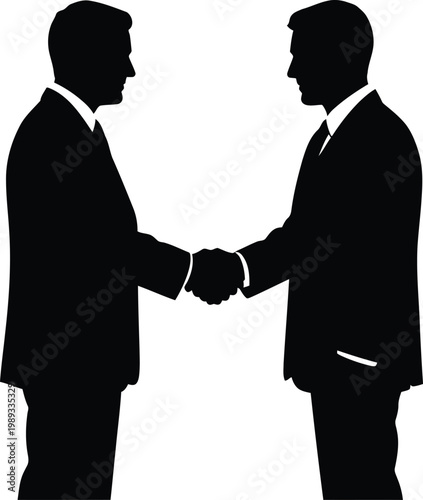 Two business professionals shaking hands in a formal agreement isolated on white background, Vector