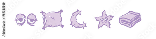 Set of Hand Drawn Sleep and Tiredness Icons