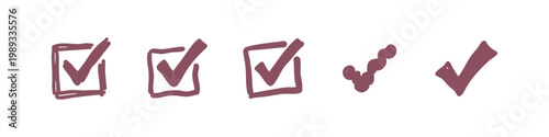 Collection of Hand Drawn Checkmark and Tick Box Icons