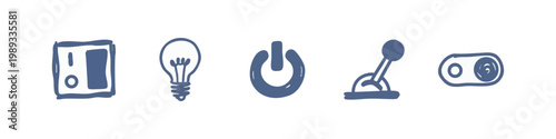 Set of Hand Drawn Technical Control and Switch Icons
