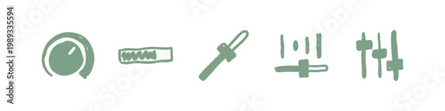 Set of Hand Drawn Audio Mixing and Interface Slider Icons