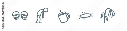 Hand Drawn Icons Representing Fatigue Burnout and Exhaustion
