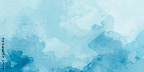 Abstract watercolor blue background with vintage grunge paper texture and marble ice patterns for a winter sky wallpaper design