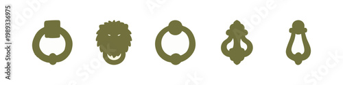 Door Knocker Icons: Various Styles
