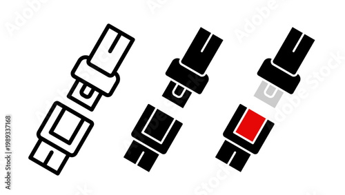 Open seat belt icons collection