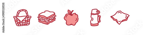 Hand-drawn icons: Picnic and outdoor food items