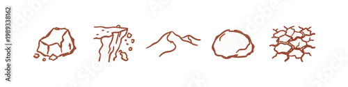 Hand-drawn icons: Earth elements and geology