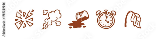 Abstract Concepts Icons: Shatter, Smoke, Spilled Paint, Clock, Leaf