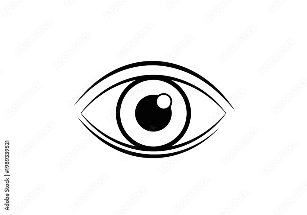 Obraz premium Human eye icon for vision, awareness, and insight, minimalist vector symbol