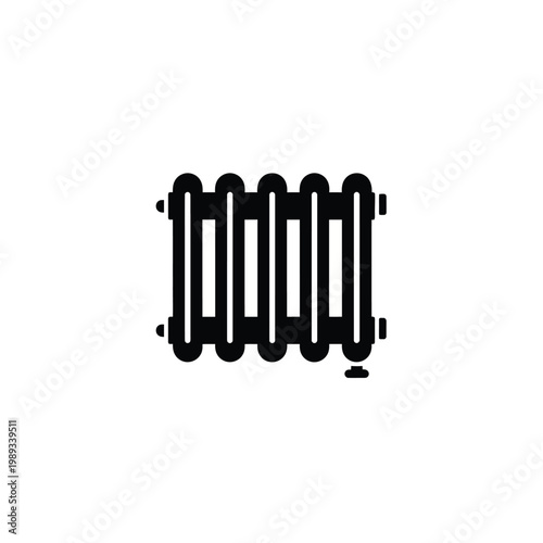 Old fashioned metal radiator heater black silhouette icon for home heating and architecture