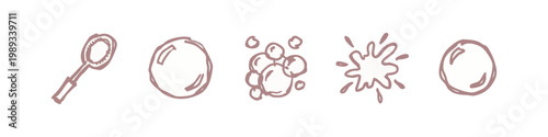 Bubbles and Water Splash Doodle Icons: Bubble Wand, Sphere, Bubbles, Splash