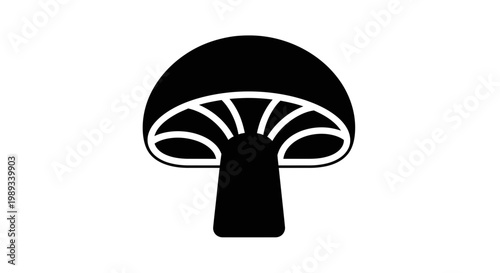 Minimalist black and white mushroom icon a simple illustration of a fungal form