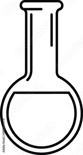 Classic laboratory volumetric flask with narrow neck and rounded base