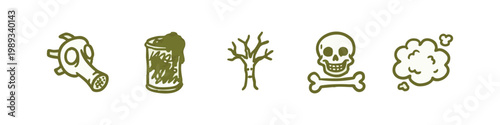 Toxic Waste and Environmental Hazard Hand Drawn Icons