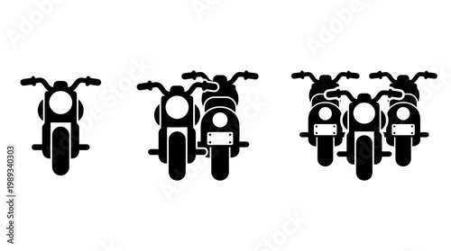 Motorcycles icon set. Traffic jam, motorbike, motorcycle, riding, transport. Moto symbol on white background - stock vector.