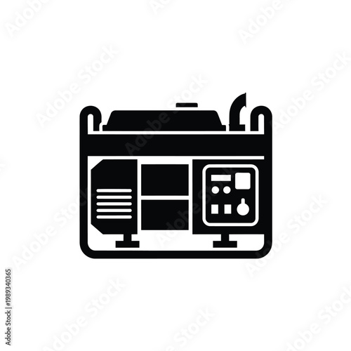 Portable diesel generator black silhouette icon for industrial power supply and emergency backup