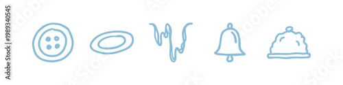 Assorted Household Objects Blue Doodle Icon Collection