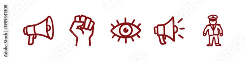 Activism Authority and Social Protest Icons Hand Drawn Set