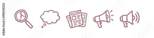 News Media and Communication Icons Hand Drawn Set