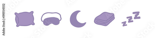 Sleep and Bedtime Relaxation Silhouette Icons Set