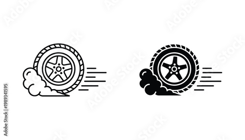 Wheel Speeding Smoke Icon Racing Automotive Performance Design