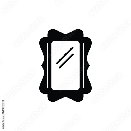 Ornate black mirror vector illustration on white background