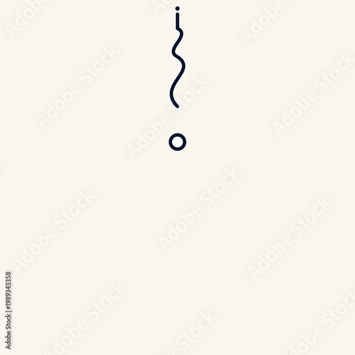 Minimalist sacred unalome symbol featuring a vertical wavy line and circle on a neutral background