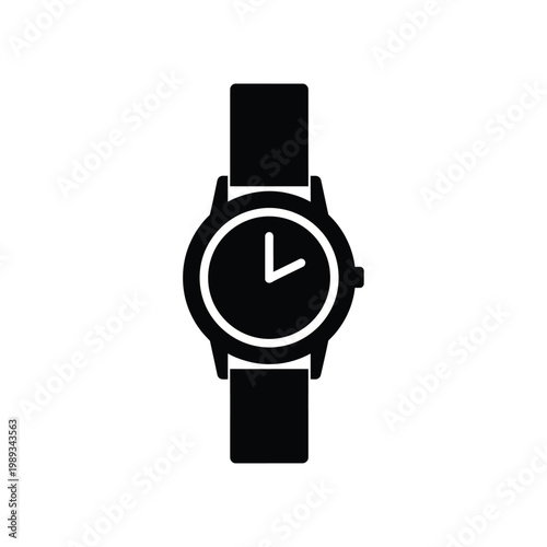 Simple analog watch vector icon isolated on white background
